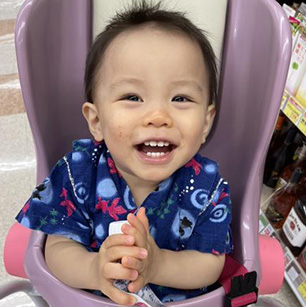 夏の始まりに甚平を着てスーパーにお散歩!初めての夏はどうかな?