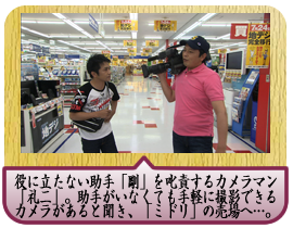 役に立たない助手「剛」を叱責するカメラマン「礼二」。助手がいなくても手軽に撮影できるカメラがあると聞き、「ミドリ」の売場へ…。