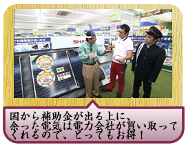 国から補助金が出る上に、余った電気は電力会社が買い取ってくれるので、とってもお得！