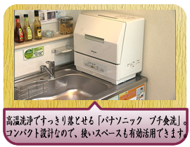 手洗いでは落ちにくい油汚れも、高温洗浄ですっきり落とせる「パナソニック　プチ食洗」。コンパクト設計なので、狭いスペースも有効活用できます。