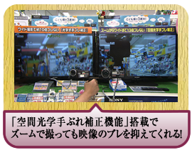 「空間光学手ぶれ補正機能」搭載でズームで撮っても映像のブレを抑えてくれる！