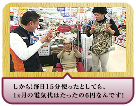 しかも！毎日１５分使ったとしても、1ヵ月の電気代はたったの６円なんです！