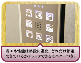 省エネ性能は格段に進化！どれだけ節電できているかチェックできるモニターつき。