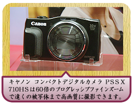 キャノン　コンパクトデジタルカメラ　ＰＳＳＸ710ＨＳは60倍のプログレッシブファインズームで遠くの被写体まで高画質に撮影できます。