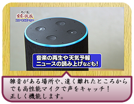 雑音がある場所や、遠く離れたところからでも 高性能マイクで声をキャッチ！ 正しく機能します。