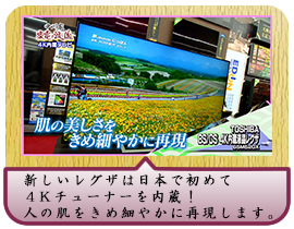 新しいレグザは日本で初めて４Kチューナーを内蔵！ 人の肌をきめ細やかに再現します。