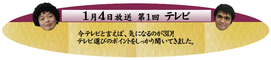 1月4日　第1回　テレビ 今テレビと言えば、気になるのが３Ｄ！テレビ選びのポイントをしっかり聞いてきました。