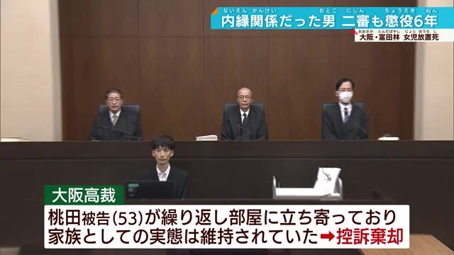 富田林市 当時2歳の女児放置死事件 内縁の夫の控訴棄却 大阪高裁